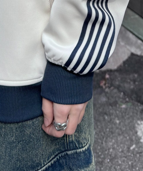 24AW 新色追加【セットアップ対応】'WEB限定' ビッグシルエット ワンポイント刺繍 袖ラインジャージ トラックジャケット【Confirm】（ジャージ）｜Confirm（コンファーム）