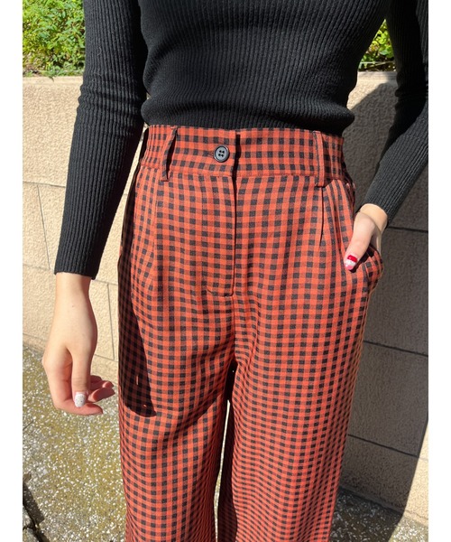 WC(ダブル シー)の「ブラックギンガムパンツ(スラックス・レディース・レッド/オレンジ/グリーン・FREE)」の3枚目の写真