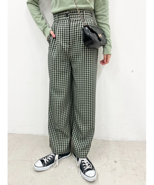 WC(ダブル シー)の「ブラックギンガムパンツ(スラックス・レディース・レッド/オレンジ/グリーン・FREE)」の2枚目の写真