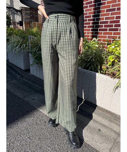 WC(ダブル シー)の「ブラックギンガムパンツ(スラックス・レディース・レッド/オレンジ/グリーン・FREE)」の9枚目の写真