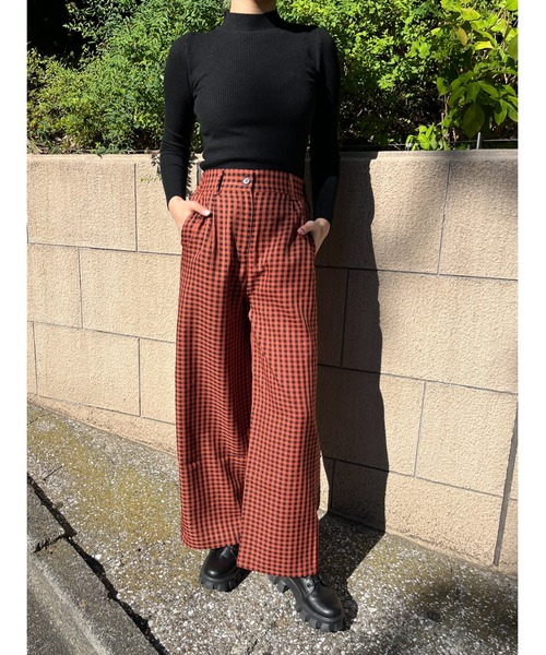 WC(ダブル シー)の「ブラックギンガムパンツ(スラックス・レディース・レッド/オレンジ/グリーン・FREE)」の12枚目の写真