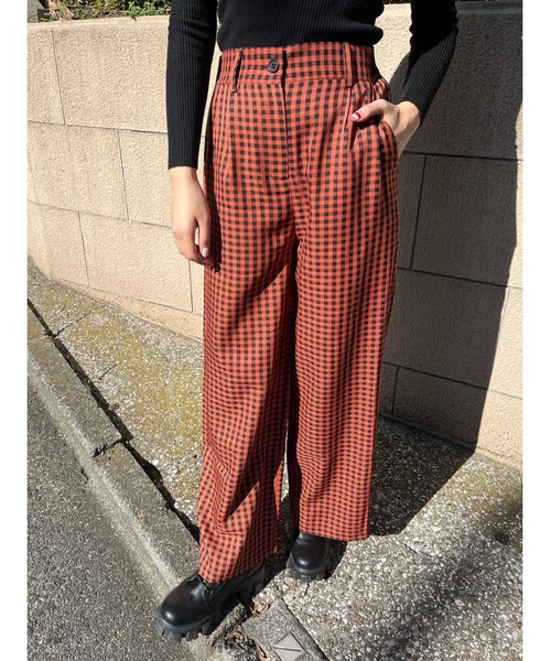 WC(ダブル シー)の「ブラックギンガムパンツ(スラックス・レディース・レッド/オレンジ/グリーン・FREE)」の13枚目の写真