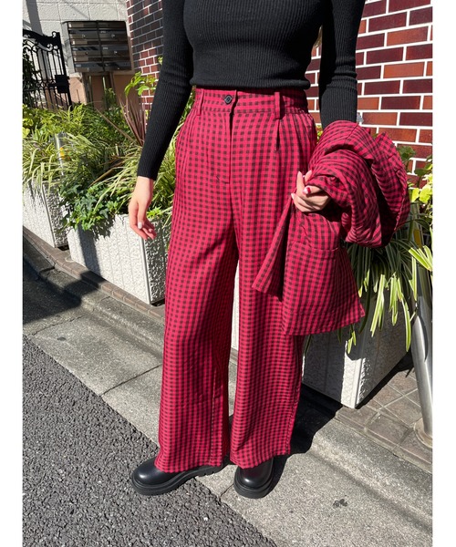 WC(ダブル シー)の「ブラックギンガムパンツ(スラックス・レディース・レッド/オレンジ/グリーン・FREE)」の11枚目の写真