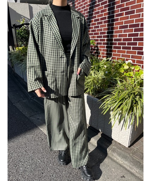 WC(ダブル シー)の「ブラックギンガムパンツ(スラックス・レディース・レッド/オレンジ/グリーン・FREE)」の6枚目の写真