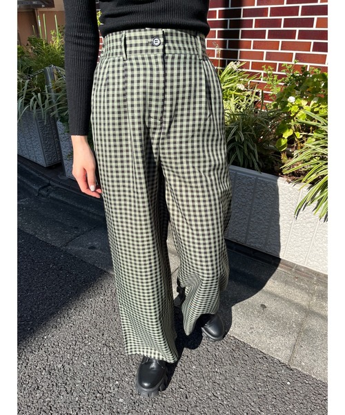 WC(ダブル シー)の「ブラックギンガムパンツ(スラックス・レディース・レッド/オレンジ/グリーン・FREE)」の7枚目の写真