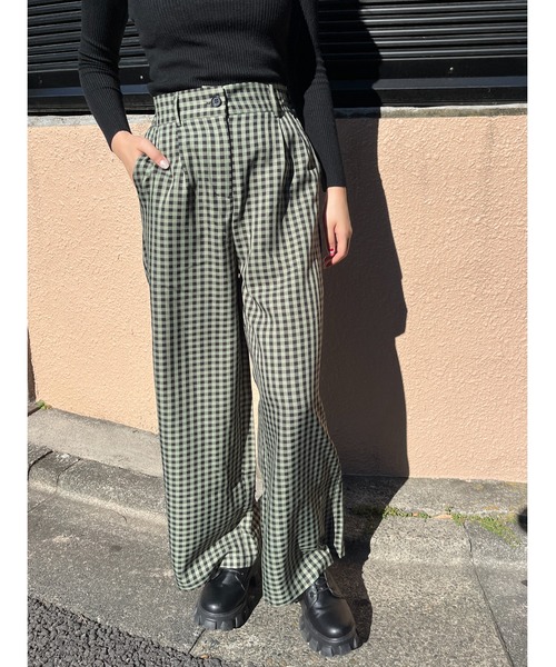 WC(ダブル シー)の「ブラックギンガムパンツ(スラックス・レディース・レッド/オレンジ/グリーン・FREE)」の8枚目の写真