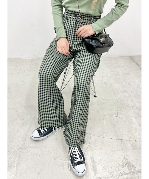 WC(ダブル シー)の「ブラックギンガムパンツ(スラックス・レディース・レッド/オレンジ/グリーン・FREE)」の5枚目の写真