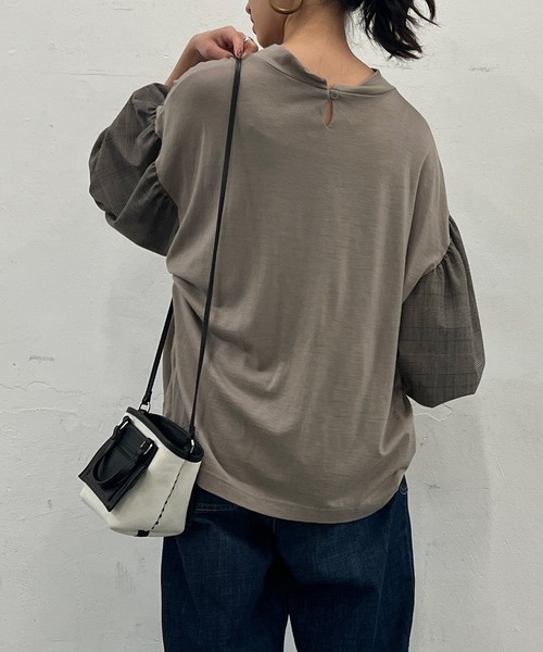 BEARDSLEY（ビアズリー）の「袖チェックカットソー（Tシャツ