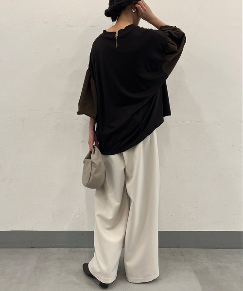 BEARDSLEY /ビアズリー◆ 袖チェックカットソー BEARDSLEY（ビアズリー）の「袖チェックカットソー（Tシャツ