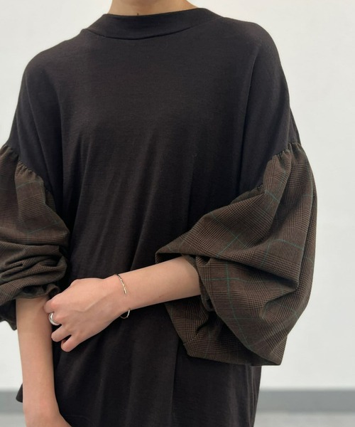 BEARDSLEY（ビアズリー）の「袖チェックカットソー（Tシャツ