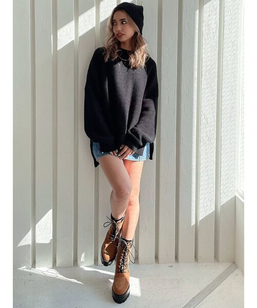 GYDA（ジェイダ）の「GYDAロゴニットトップス（ニット/セーター・レディース・オフホワイト/ブラック/ボルドー・FREE）」の16枚目の写真