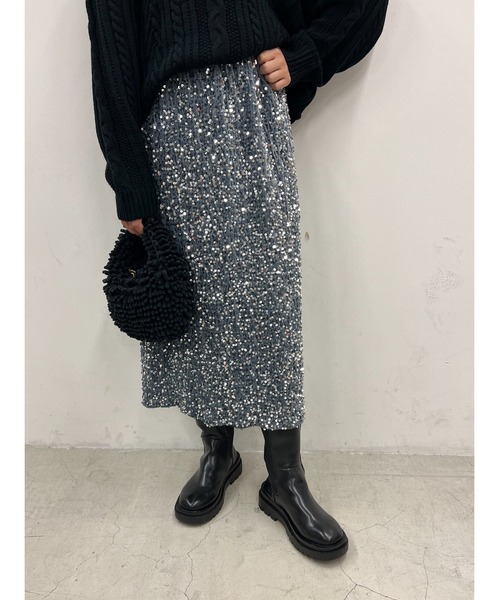 WC（ダブル シー）の「スパンコールスカート（スカート・レディース・シルバー/ブラック/ピンク・FREE）」の4枚目の写真