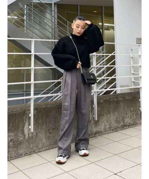 EVRIS（エヴリス）の「ワッフルハイネックニットトップス（ニット/セーター・レディース・ブラック/アイボリー/レッド・FREE）」の13枚目の写真