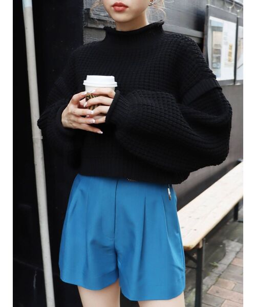 EVRIS（エヴリス）の「ワッフルハイネックニットトップス（ニット/セーター・レディース・ブラック/アイボリー/レッド・FREE）」の16枚目の写真