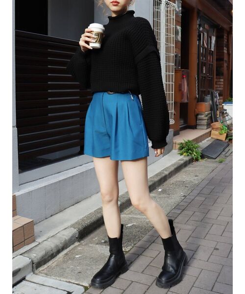 EVRIS（エヴリス）の「ワッフルハイネックニットトップス（ニット/セーター・レディース・ブラック/アイボリー/レッド・FREE）」の21枚目の写真