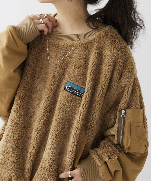 JOURNAL STANDARD relume（ジャーナルスタンダード　レリューム）の「【FROST PROOF / フロストプルーフ】別注 光電子フリース プルオーバー（スウェット・メンズ・ブラック/ベージュ・MEDIUM/LARGE）」の2枚目の写真