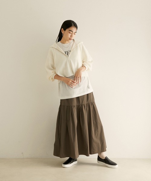 SALON adam et rope'（サロン アダム エ ロペ）の「【ご好評につき新色追加！】【洗える】タフタティアードスカート（スカート・レディース・ブラック/ブラウン系その他2/グレー・FREE）」の15枚目の写真