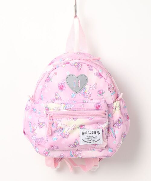 Kids Foret（キッズフォーレ）の「ユニコーン・苺総柄撥水ボンディングリュック（バックパック/リュック・キッズ・ラベンダー/サックスブルー/ピンク・L/M/S）」の3枚目の写真
