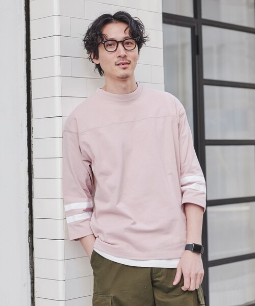 coen（コーエン）の「USAコットンフットボールライン7分袖Tシャツ（Tシャツ/カットソー・メンズ・ライム/ライトブルー/イエロー/ホワイト/ブラック/ライトピンク・M/S/L/XL）」の10枚目の写真