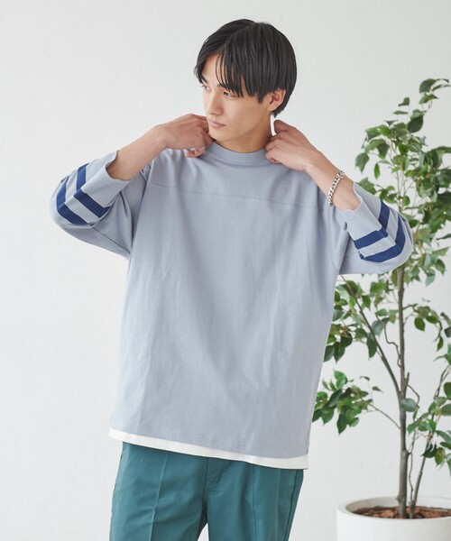 coen（コーエン）の「USAコットンフットボールライン7分袖Tシャツ（Tシャツ/カットソー・メンズ・ライム/ライトブルー/イエロー/ホワイト/ブラック/ライトピンク・M/S/L/XL）」の13枚目の写真