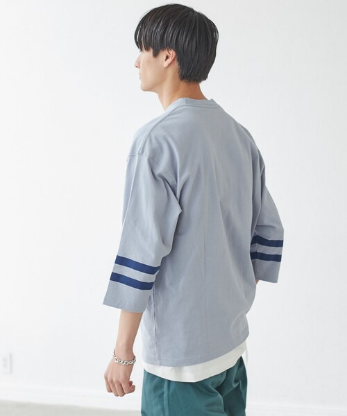 coen（コーエン）の「USAコットンフットボールライン7分袖Tシャツ（Tシャツ/カットソー・メンズ・ライム/ライトブルー/イエロー/ホワイト/ブラック/ライトピンク・M/S/L/XL）」の14枚目の写真