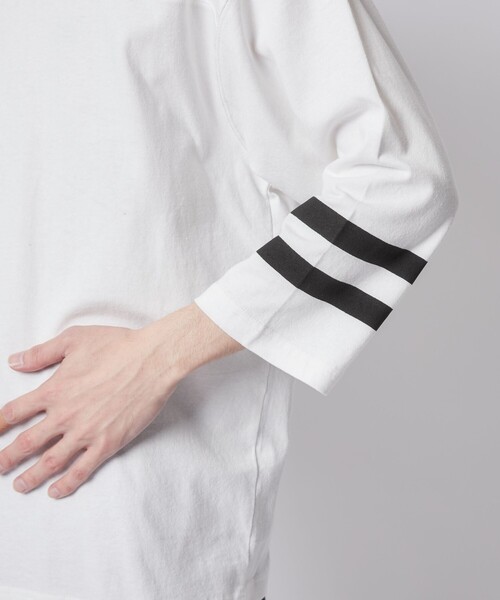 coen（コーエン）の「USAコットンフットボールライン7分袖Tシャツ（Tシャツ/カットソー・メンズ・ライム/ライトブルー/イエロー/ホワイト/ブラック/ライトピンク・M/S/L/XL）」の20枚目の写真