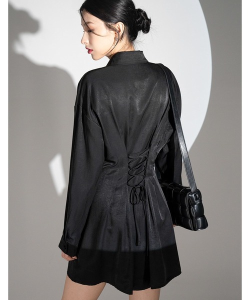 ALAND（エーランド）の「AVANDRESS／Minimaスリムワンピース 2180092（ワンピース・レディース・ブラック/セージグリーン・MEDIUM）」の6枚目の写真