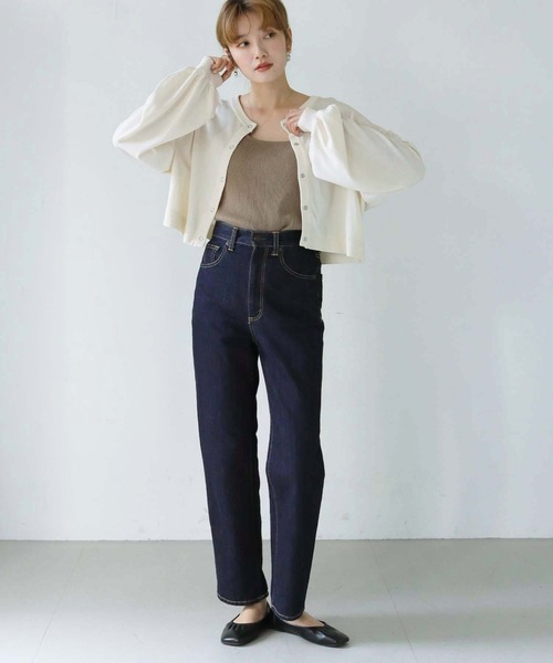 HER CLOSET(ハークローゼット)の「【shemoshelly】WEB限定スムースタッチボリュームスリーブショート丈ニットカーディガン(カーディガン/ボレロ・レディース・グリーン/ホワイト/ロイヤルブルー/チェリーピンク/ブラック・M)」の13枚目の写真
