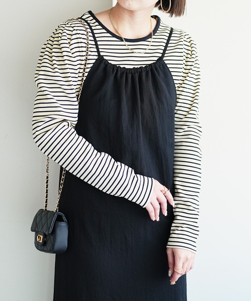 DISCOAT（ディスコート）の「ギャザーキャミカットワンピース（ワンピース・レディース・ブラック/ブルー・FREE）」の9枚目の写真