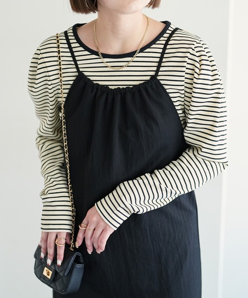 DISCOAT（ディスコート）の「ギャザーキャミカットワンピース（ワンピース・レディース・ブラック/ブルー・FREE）」の8枚目の写真