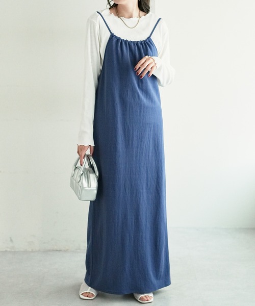 DISCOAT（ディスコート）の「ギャザーキャミカットワンピース（ワンピース・レディース・ブラック/ブルー・FREE）」の17枚目の写真