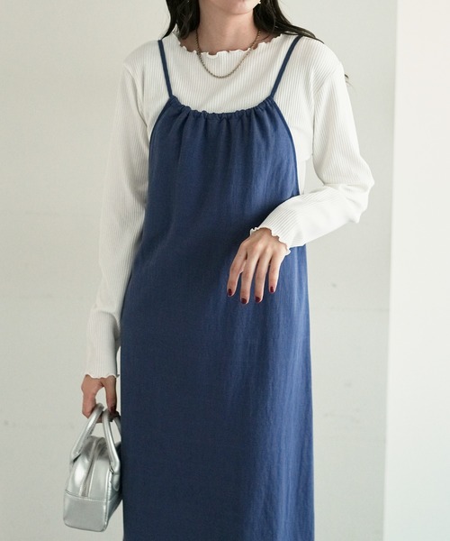 DISCOAT（ディスコート）の「ギャザーキャミカットワンピース（ワンピース・レディース・ブラック/ブルー・FREE）」の21枚目の写真