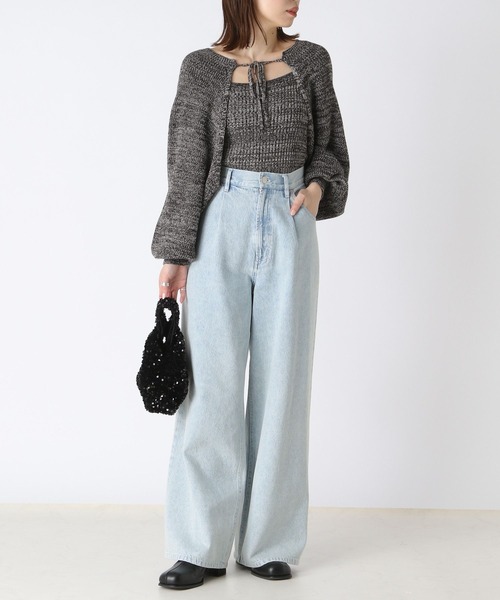 Heather（ヘザー）の「ボレロSETキャミニット2P　189222（アンサンブル・レディース・チャコールグレー/オフホワイト/ブルー・FREE）」の5枚目の写真