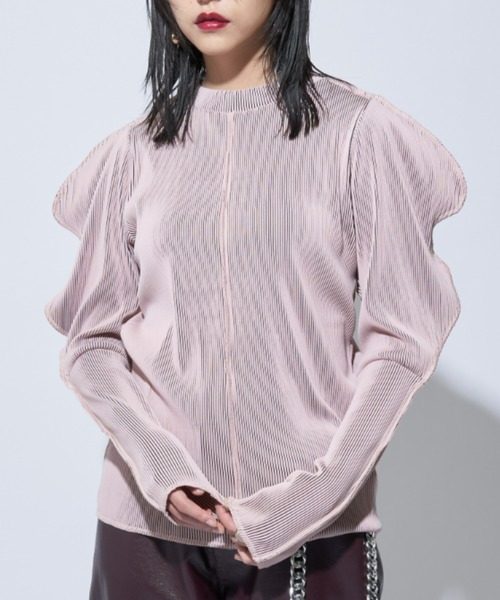 Solace(ソレイス)の「ウェーブショルダープリーツトップス(Tシャツ/カットソー・レディース・ピンク/ナチュラル/ブラック・FREE)」の16枚目の写真