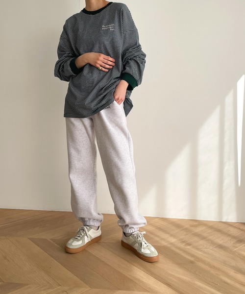 RCW BLUE LABEL(レッドチョップワークスブルーレーベル)の「RCW BLUE LABEL(ブルーレーベル) "Pier 45 and 46 Park"刺繍リンガー細ボーダーロングTシャツ(Tシャツ/カットソー・レディース・ホワイト/グリーン/ブラック・ONE SIZE)」の14枚目の写真