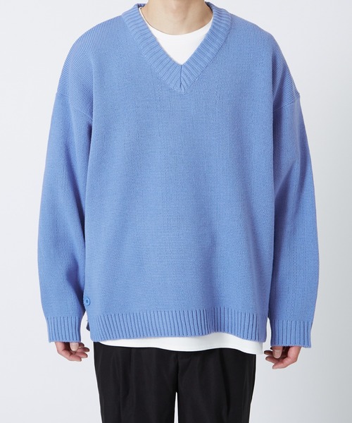 improves（インプローブス）の「サイドスリット Vネック ニットセーター（ニット/セーター・メンズ・ブラック/ライトブルー/カーキ・FREE）」の10枚目の写真