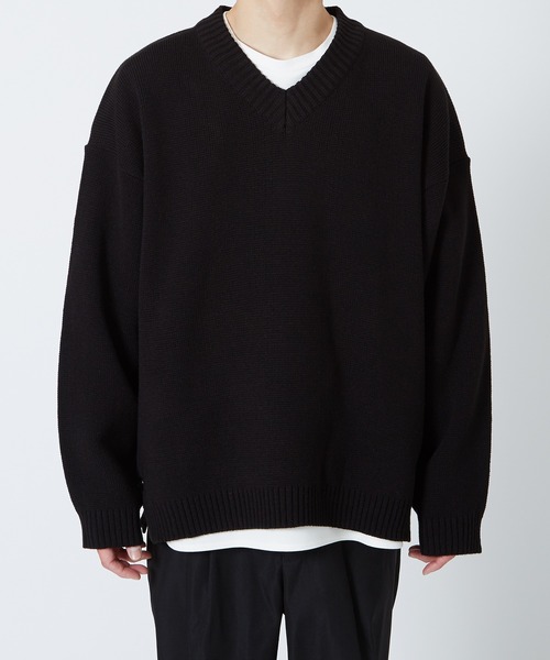 improves（インプローブス）の「サイドスリット Vネック ニットセーター（ニット/セーター・メンズ・ブラック/ライトブルー/カーキ・FREE）」の4枚目の写真