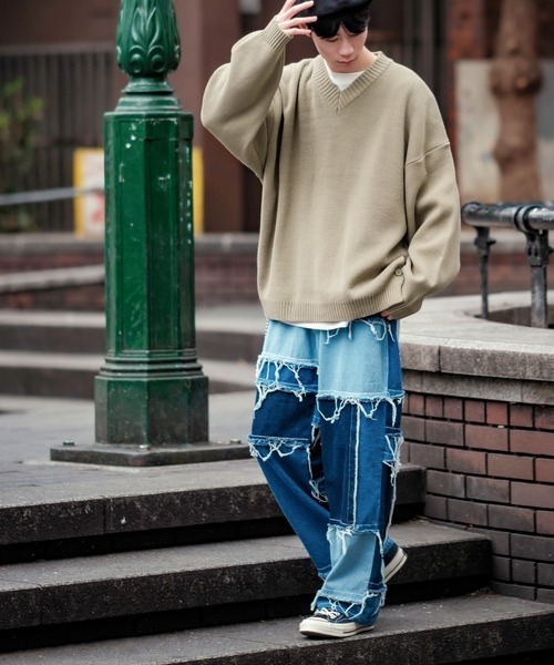 improves（インプローブス）の「サイドスリット Vネック ニットセーター（ニット/セーター・メンズ・ブラック/ライトブルー/カーキ・FREE）」の21枚目の写真