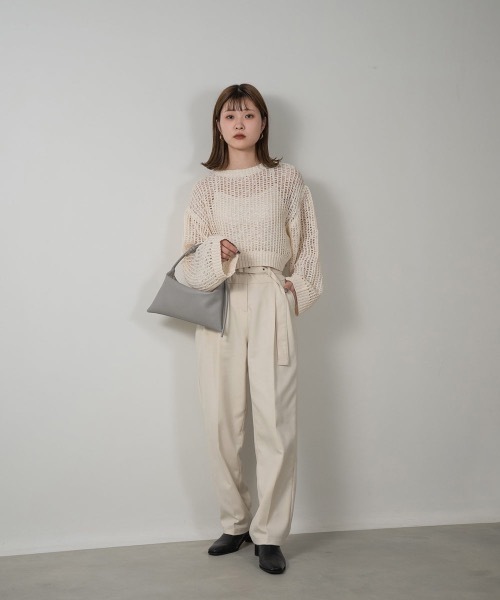Amiur(エミレ)の「pale tone mesh pullover(ニット/セーター・レディース・アイボリー/ピンク系・FREE)」の3枚目の写真