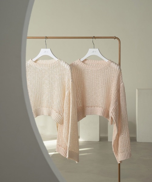 Amiur(エミレ)の「pale tone mesh pullover(ニット/セーター・レディース・アイボリー/ピンク系・FREE)」の10枚目の写真
