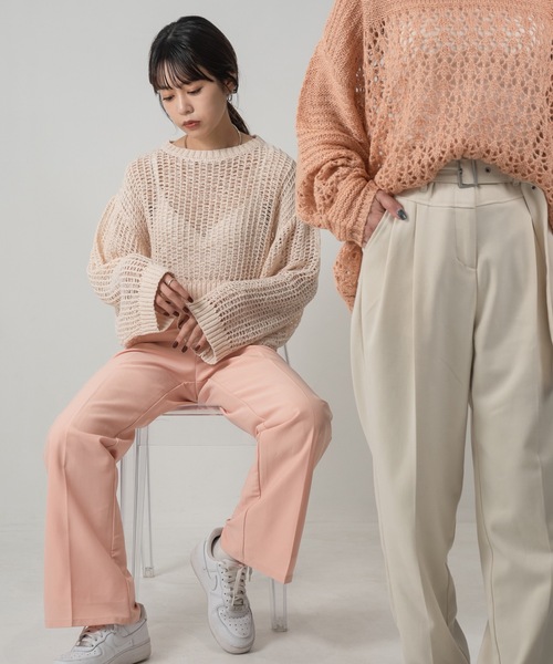 Amiur(エミレ)の「pale tone mesh pullover(ニット/セーター・レディース・アイボリー/ピンク系・FREE)」の18枚目の写真