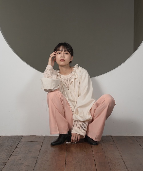 Amiur(エミレ)の「pale tone mesh pullover(ニット/セーター・レディース・アイボリー/ピンク系・FREE)」の17枚目の写真