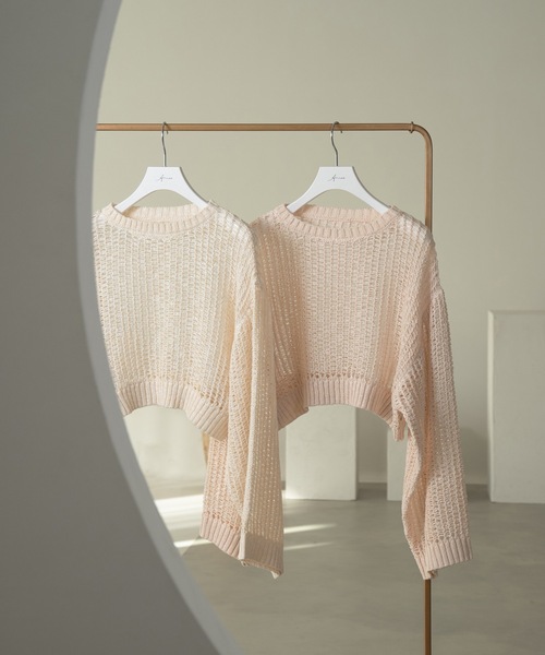 Amiur(エミレ)の「pale tone mesh pullover(ニット/セーター・レディース・アイボリー/ピンク系・FREE)」の16枚目の写真