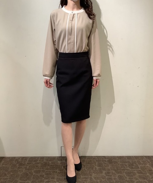 TOKYO SHIRTS（トウキョウシャツ）の「配色バンドカラー 長袖ブラウス（シャツ/ブラウス・レディース・ネイビー/ベージュ/サックスブルー/オフホワイト・M/L）」の15枚目の写真