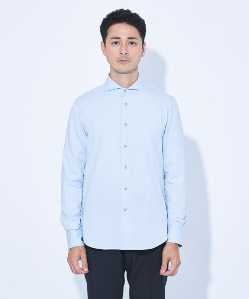green label relaxing（グリーンレーベルリラクシング）の「JUST fit シルケット カット 長袖 シャツ -抗菌-（シャツ/ブラウス・メンズ・オフホワイト/ブラック/ネイビー/ライトブルー・S/M/L/XL）」の11枚目の写真