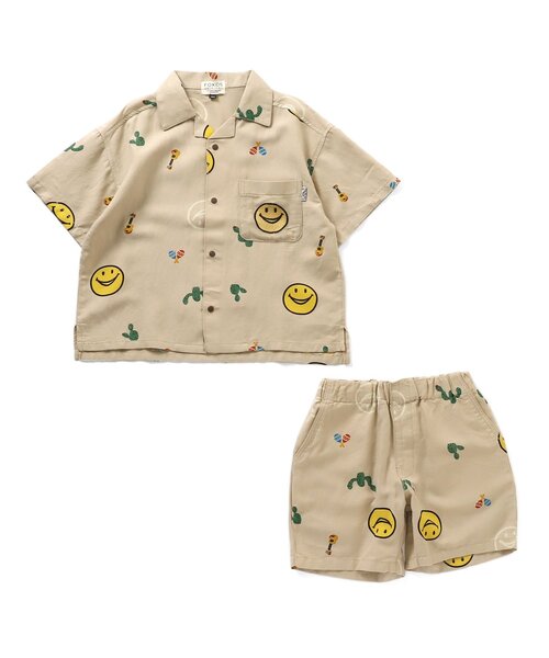 F.O.KIDS（エフオーキッズ）の「FOスマイル総柄セットアップ（セットアップ・キッズ・ベージュ/チャコール/サックスブルー・80/120/130/140/90/100/95/110）」の4枚目の写真