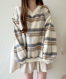 トップス Nana Nana(ナナ)（ナナ）の「Vネックチェックトップス（ニット