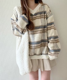 トップス NANA Nana(ナナ)（ナナ）の「Vネックチェックトップス（ニット