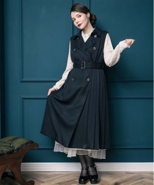 axes femme(アクシーズファム)の「プリーツトレンチコート(トレンチコート・レディース・ピンク/ブラック/キナリ・FREE)」の11枚目の写真