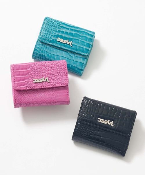 X-girl（エックスガール）の「FAUX CROC MINI WALLET（財布
